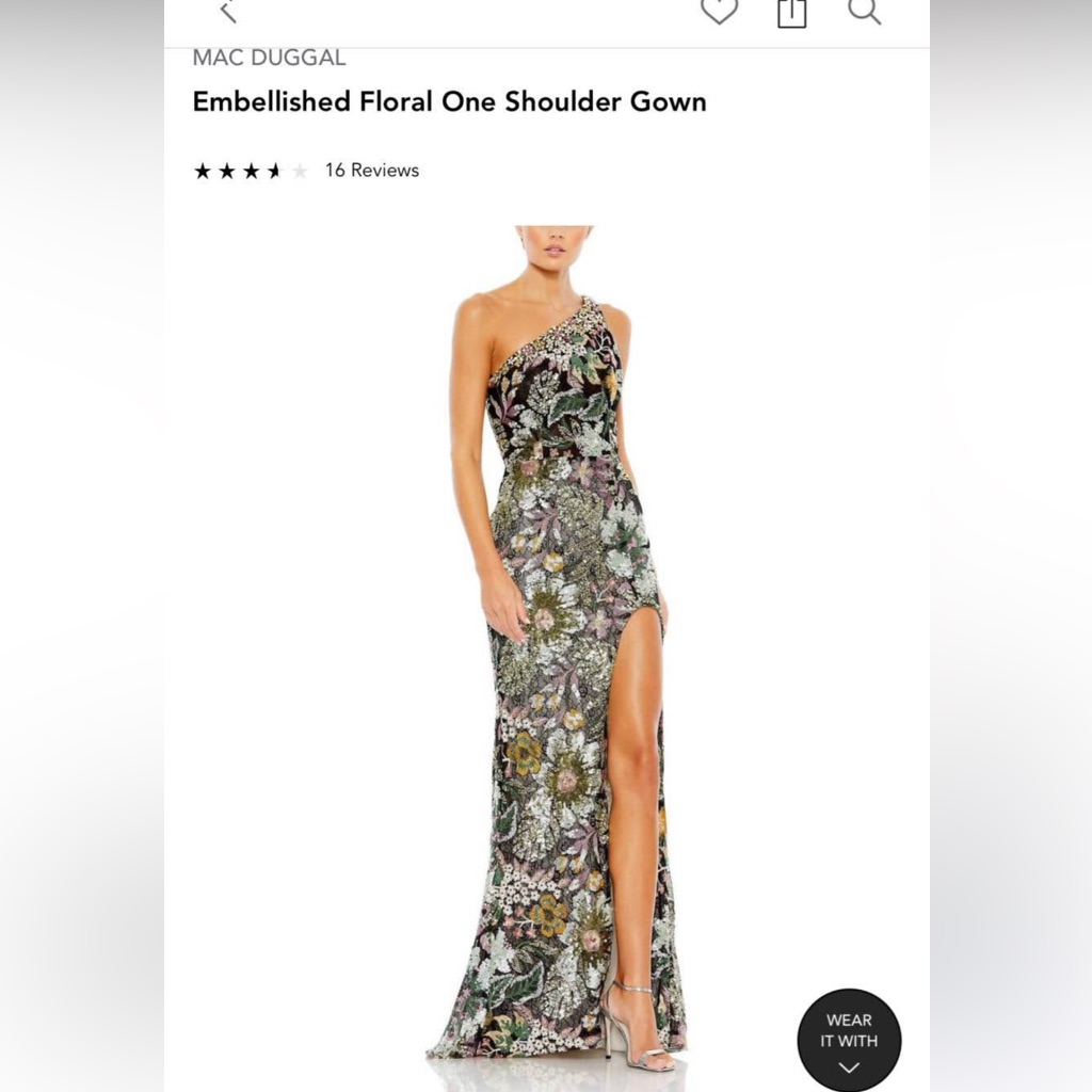 Mac Duggal Multicolor One-Shoulder Gown Size 0